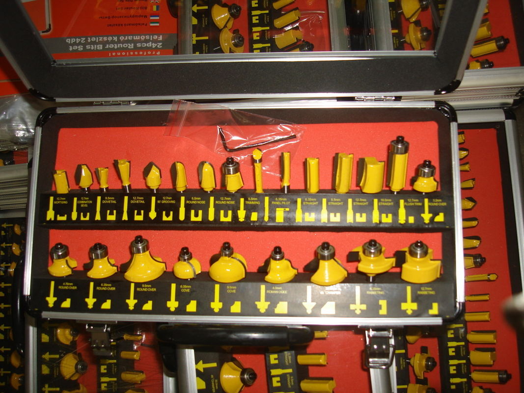 टीसी-024A हाथ रूटर मशीन पार्ट्स 24PCS TCT रूटर बिट woodworking के लिए सेट करें